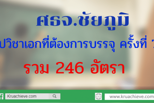 ศธจ.ชัยภูมิ สรุปวิชาเอกที่ต้องการบรรจุครั้งที่ 7 รวม 246 อัตรา