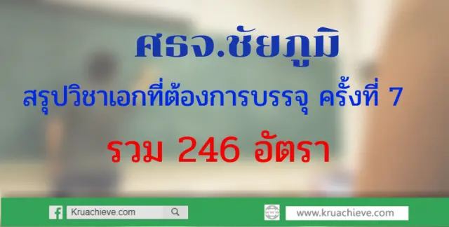 ศธจ.ชัยภูมิ สรุปวิชาเอกที่ต้องการบรรจุครั้งที่ 7 รวม 246 อัตรา