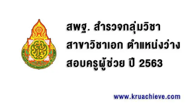 สพฐ. สำรวจกลุ่มวิชา สาขาวิชาเอก ตำแหน่งว่าง สอบครูผู้ช่วย ปี 2563