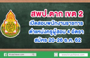 เปิดสอบพนักงานราชการ ตำแหน่งครูผู้สอน 4 อัตรา สมัคร 20-26 ธ.ค. 62