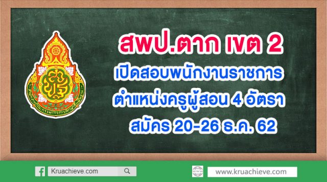 เปิดสอบพนักงานราชการ ตำแหน่งครูผู้สอน 4 อัตรา สมัคร 20-26 ธ.ค. 62