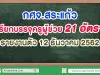 กศจ.สระแก้ว เรียกบรรจุครูผู้ช่วย 21 อัตรา รายงานตัว 12 ธันวาคม 2562