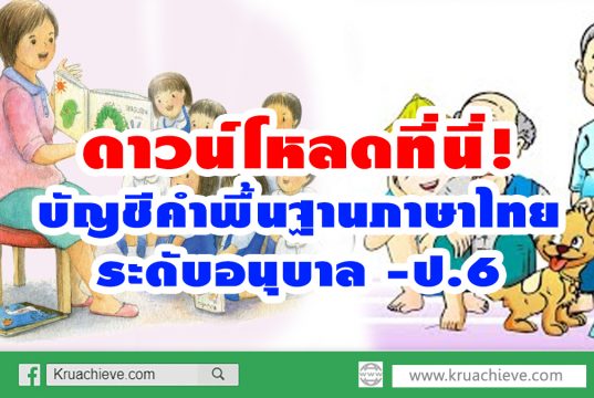 ดาวน์โหลดที่นี่! บัญชีคำพื้นฐานภาษาไทย ระดับอนุบาล -ป.6
