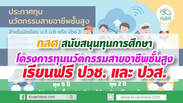 กสศ สนับสนุนทุนการศึกษา โครงการทุนนวัตกรรมสายอาชีพชั้นสูง เรียนฟรี ปวช. และ ปวส.