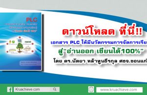 ดาวน์โหลดเอกสาร PLC ให้มีนวัตกรรมการจัดการเรียนรู้สู่“อ่านออก เขียนได้100%” โดย ดร.นัตยา หล้าทูนธีรกุล ศธจ.ขอนแก่น