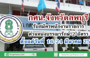 สำนักงาน กศน.จังหวัดลพบุรี รับสมัครพนักงานราชการ ตำแหน่งบรรณารักษ์ 2 อัตรา ตั้งแต่วันที่ 16-24 มีนาคม 2563