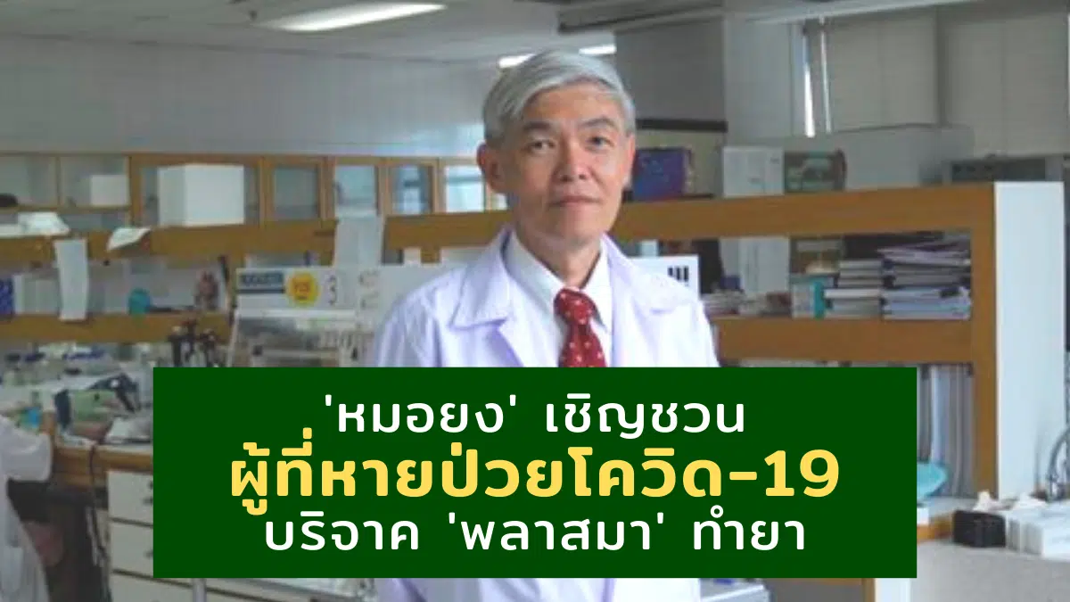 'หมอยง' เชิญชวนผู้ที่หายป่วยโควิด-19 บริจาค 'พลาสมา' ทำยา