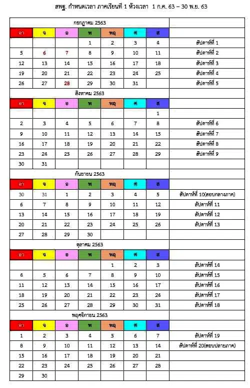 สพฐ. กำหนดเวลาเรียน ปีการศึกษา 2563