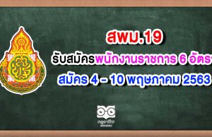 สพม.19 รับสมัครสอบพนักงานราชการ 6 อัตรา สมัคร 4 - 10 พฤษภาคม 2563