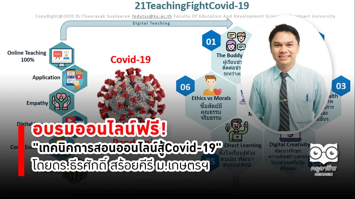 อบรมออนไลน์ฟรี! "เทคนิคการสอนออนไลน์สู้Covid-19" โดยดร.ธีรศักดิ์ สร้อยคีรี ม.เกษตรฯ