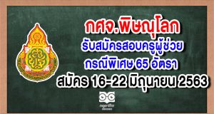 กศจ.พิษณุโลก รับสมัครสอบครูผู้ช่วยกรณีพิเศษ 65 อัตรา สมัคร 16-22 มิถุนายน 2563