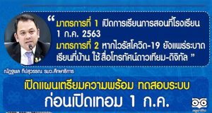 ศธ.เปิดแผนเตรียมความพร้อม ทดสอบระบบ ก่อนเปิดเทอม 2 มาตรการ 4 ระยะ เผย 1 ก.ค. เปิดภาคเรียน นักเรียนจะได้เรียนครบตามหลักสูตร