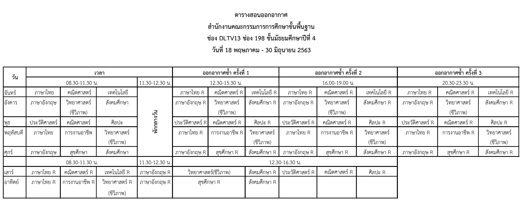 ดาวน์โหลดได้แล้ว ตารางสอนออกอากาศ DLTV ระดับชั้นมัธยมศึกษาปีที่ 4-6 ระหว่างวันที่ 18 พฤษภาคม - 30 มิถุนายน 2563