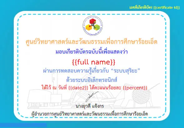 แบบทดสอบวัดความรู้ทางด้านดาราศาสตร์ เรื่อง "ระบบสุริยะ" ด้วยระบบอิเล็กทรอนิกส์ โดย ศูนย์วิทยาศาสตร์และวัฒนธรรมเพื่อการศึกษาร้อยเอ็ด