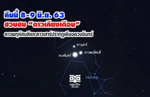 คืนนี้ 8-9 มิ.ย. 63 ชวนชม “ดาวเคียงเดือน” ดาวพฤหัสบดีและดาวเสาร์ปรากฏเคียงดวงจันทร์