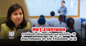 สพฐ.รายงานผลติดตามการเรียนช่วงเปิดเทอมในสถานการณ์โควิด -19 ส่วนมากสอนแบบ On-Site คิดเป็นร้อยละ 42.34