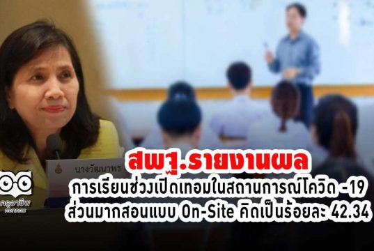 สพฐ.รายงานผลติดตามการเรียนช่วงเปิดเทอมในสถานการณ์โควิด -19 ส่วนมากสอนแบบ On-Site คิดเป็นร้อยละ 42.34