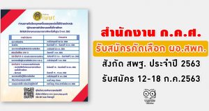 สำนักงาน ก.ค.ศ. รับสมัครคัดเลือกบุคคลเพื่อบรรจุและแต่งตั้งให้ดำรงตำแหน่ง ผอ.สพท. สังกัด สพฐ. ประจำปี 2563 รับสมัคร 12-18 ก.ค.2563