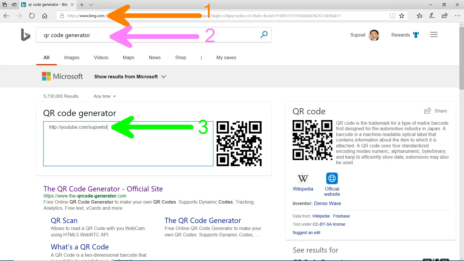 สร้าง QR Code ง่าย ๆ ในเสี้ยววินาที ด้วย Bing+qr code generator