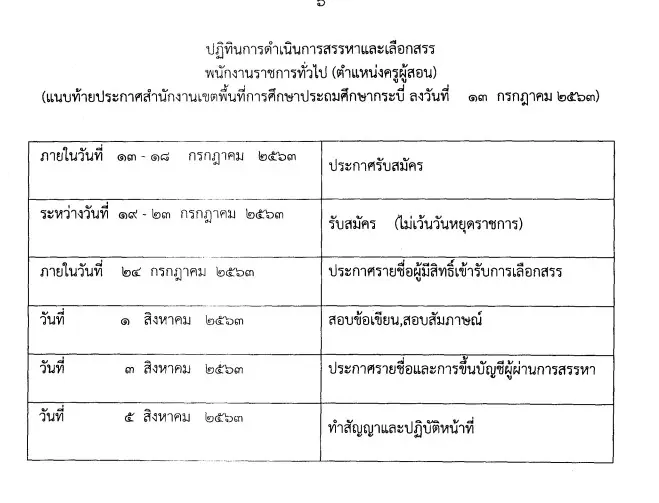 สพป.กระบี่ รับสมัครสอบพนักงานราชการครู 17 อัตรา สมัคร 19-23 กรกฎาคม 2563