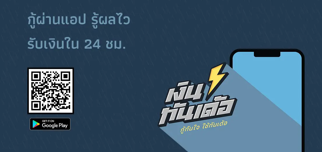 2.แอพเงินทันเด้อ  ยืมเงินด่วน รู้ผลใน 15 นาที รับเงินใน 24 ชั่วโมง