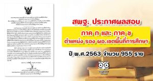 สพฐ. ประกาศผลสอบ ภาค ก และ ภาค ข ตำแหน่ง รอง ผอ.เขตพื้นที่การศึกษา ปี พ.ศ.2563 จำนวน 955 ราย