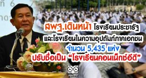 สพฐ.เดินหน้า โรงเรียนประชารัฐและโรงเรียนในความอุปถัมภ์ภาคเอกชน จำนวน 5,435 แห่ง ปรับชื่อเป็น “โรงเรียนคอนเน็กซ์อีดี”