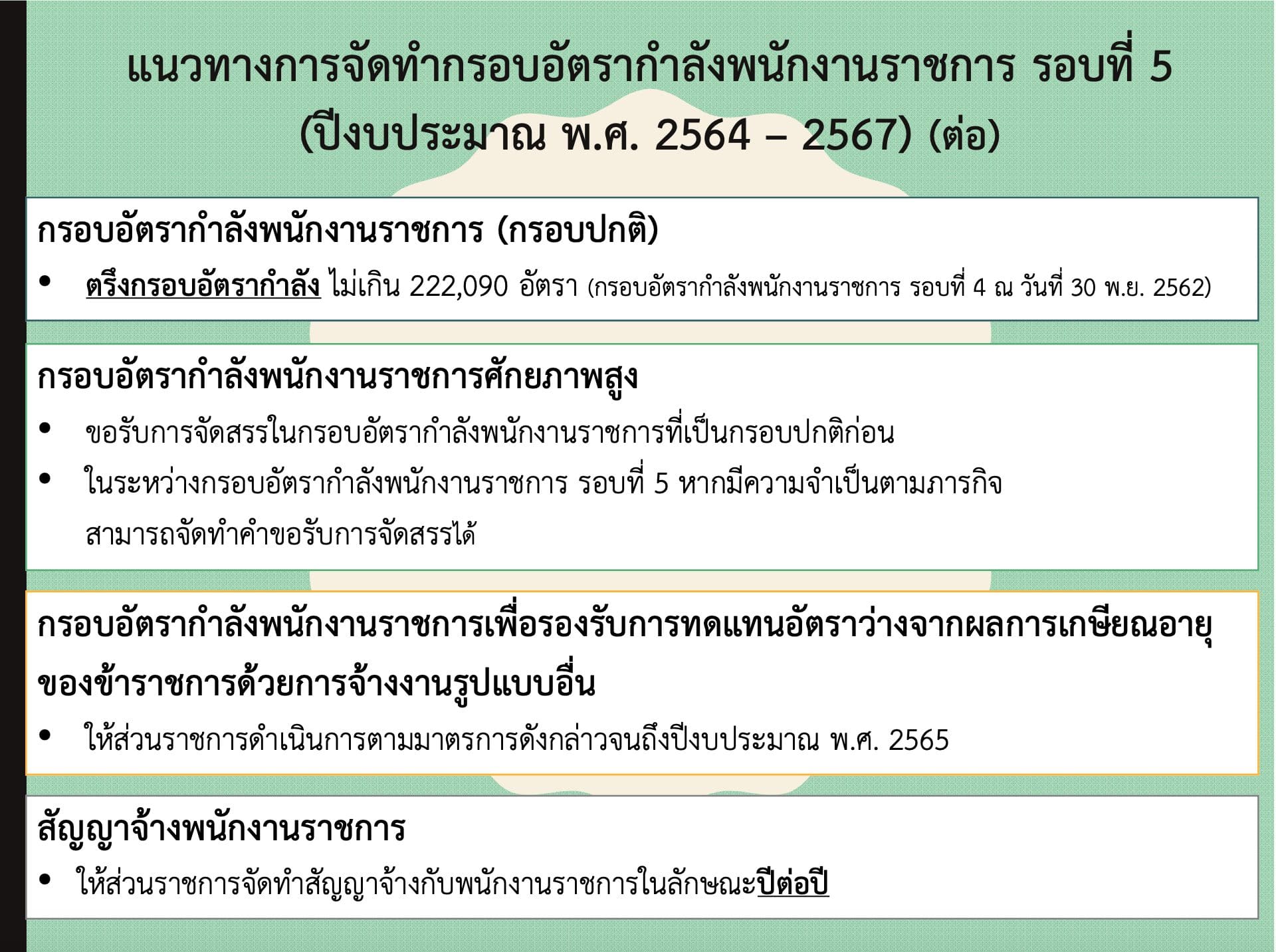 แนวทางการจัดทำกรอบอัตรากำลัง พนักงานราชการ รอบ 5 ปีงบประมาณ 64-67