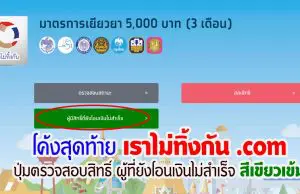 โค้งสุดท้าย เราไม่ทิ้งกัน .com เริ่มตรวจสอบสิทธิ์ ผู้ที่ยังโอนเงินไม่สำเร็จ ปุ่มสีเขียวเข้ม ทำยังไง มาดูกัน