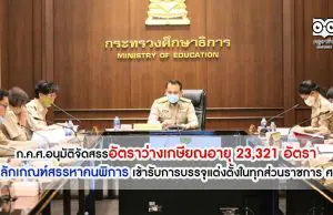 ก.ค.ศ.อนุมัติจัดสรรอัตราว่างเกษียณอายุ 23,321 อัตรา - หลักเกณฑ์สรรหาคนพิการ เข้ารับการบรรจุแต่งตั้งในทุกส่วนราชการ ศธ