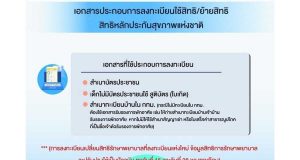เอกสารประกอบการลงทะเบียนใช้สิทธิหลักประกันสุขภาพแห่งชาติ (สิทธิบัตรทอง) ในพื้นที่กทม
