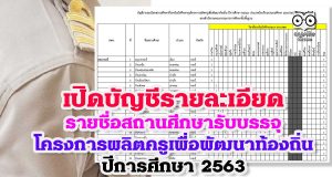เปิดบัญชีรายละเอียด สถานศึกษาที่รองรับนักศึกษาทุน โครงการผลิตครูเพื่อพัฒนาท้องถิ่น ปีการศึกษา 2563