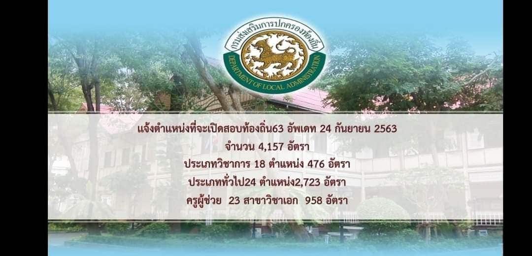 ด่วน!! ท้องถิ่น​เปิดสอบข้าราชการ​ปี63 จำนวน​ 4,157​ อัตรา ครูผู้ช่วย 23 สาขาวิชาเอก 958 อัตรา