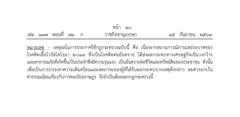 ราชกิจจาฯ ประกาศยกเว้นค่าธรรมเนียมทะเบียนราษฎร-บัตรประชาชน