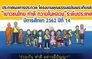 ประกาศผลการประกวด โครงงานคุณธรรมเฉลิมพระเกียรติ“เยาวชนไทย ทำดี ถวายในหลวง”ระดับประเทศ ปีการศึกษา 2562 ปีที่ 14