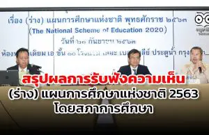 สรุปผลการรับฟังความเห็น (ร่าง) แผนการศึกษาแห่งชาติ 2563 โดยสภาการศึกษา