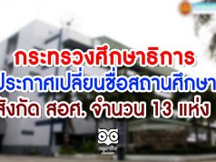 กระทรวงศึกษาธิการ ประกาศเปลี่ยนชื่อสถานศึกษา สังกัด สอศ. จำนวน 13 แห่ง