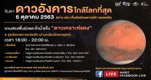 ขอเชิญรับชม ดาวอังคารใกล้โลกที่สุด 6 ตุลาคม 2563 สว่าง เด่น เห็นชัดด้วยตาเปล่า ตลอดคืน