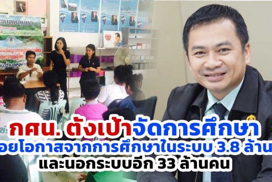 กศน. ตั้งเป้าจัดการศึกษาผู้ด้อยโอกาสจากการศึกษาในระบบ 3.8 ล้านคน และนอกระบบอีก 33 ล้านคน