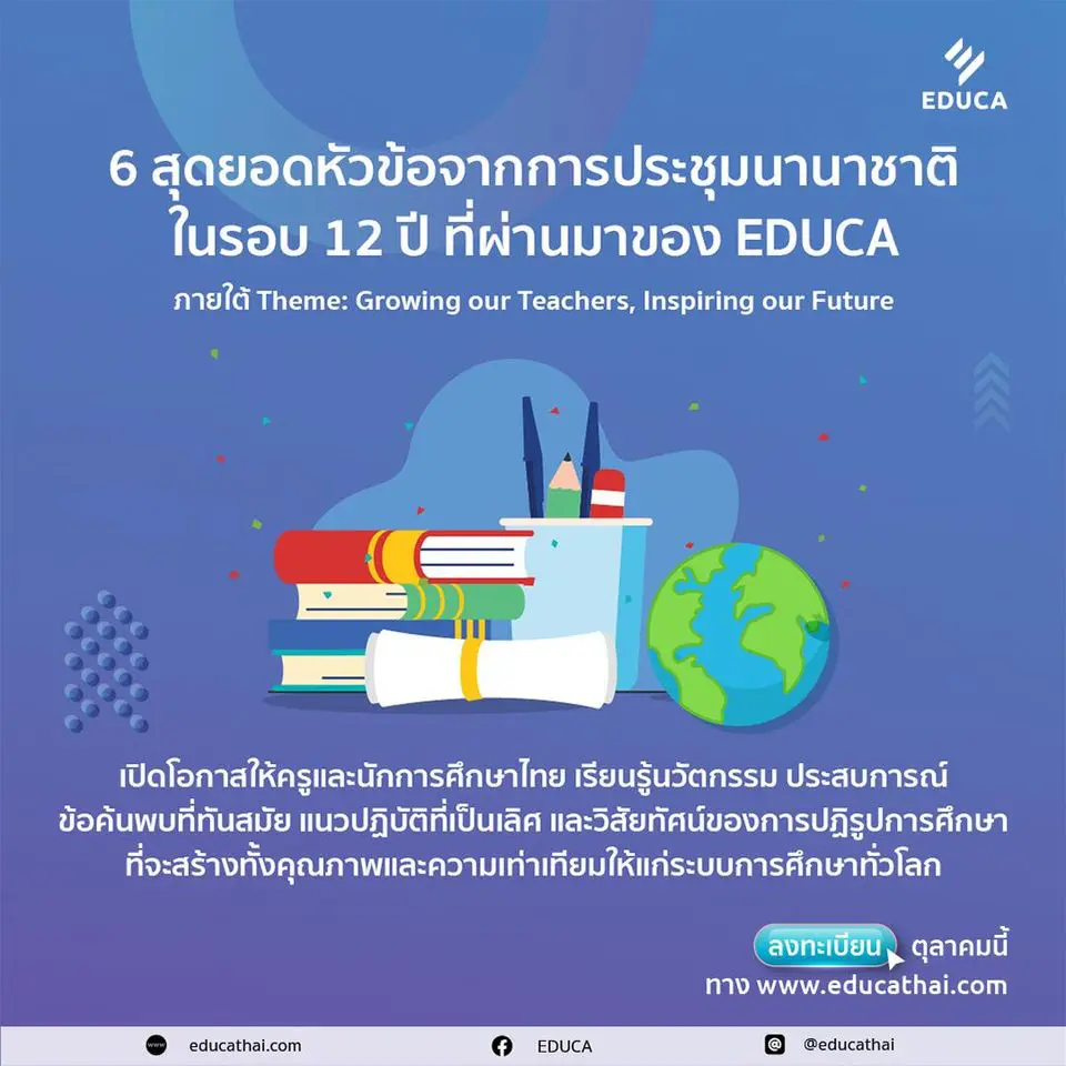 EDUCA 2020 รายชื่อหัวข้ออบรม และสัมมนาประจำวันที่ 25 และ 26 พฤศจิกายน 2563 ลงทะเบียนร่วมงานเพียงคนละ 100 บาท