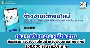 กรมการจัดหางาน ผุดโครงการส่งเสริมการจ้างงานใหม่ สำหรับผู้จบการศึกษาใหม่ (Government Co Payment) 260,000 อัตรา ทั่วประเทศ