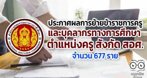 ประกาศผลการย้ายข้าราชการครูและบุคลากรทางการศึกษา ตำแหน่งครู สังกัด สอศ.