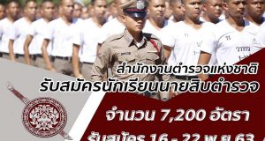 สำนักงานตำรวจแห่งชาติ เปิดสอบนายสิบตำรวจ (นสต.) ปี 2564 จำนวน 7,200 อัตรา รับสมัครทางเว็บไซต์ 16 – 22 พ.ย. 63