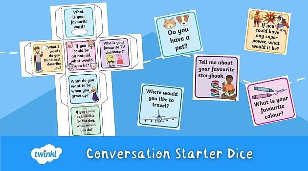 2. เกมส์ทอยลูกเต๋าเริ่มบทสนทนา (Conversation Starter Dice)