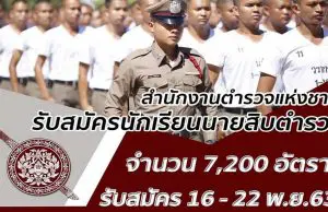 สำนักงานตำรวจแห่งชาติ เปิดสอบนายสิบตำรวจ (นสต.) ปี 2564 จำนวน 7,200 อัตรา รับสมัครทางเว็บไซต์ 16 – 22 พ.ย. 63