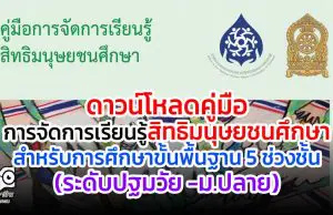 ดาวน์โหลด คู่มือการจัดการเรียนรู้สิทธิมนุษยชนศึกษา สำหรับการศึกษาขั้นพื้นฐาน 5 ช่วงชั้น (ระดับปฐมวัย -ม.ปลาย)