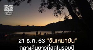 21 ธันวาคมนี้ วันเหมายัน กลางคืนยาวนานที่สุดในรอบปี