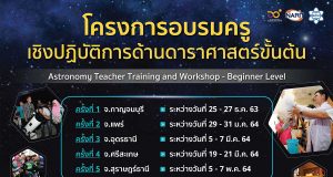 สถาบันวิจัยดาราศาสตร์แห่งชาติ เปิดรับสมัคร โครงการอบรมครูเชิงปฏิบัติการด้านดาราศาสตร์ขั้นต้น ประจำปี 2564
