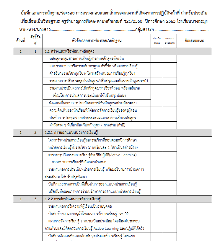 ดาวน์โหลด!! แบบบันทึกการกลั่นกรองตรวจสอบรอบที่ 1 ของปีการศึกษา2563 ตามหลักเกณฑ์ ว21/2560