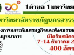 มหาวิทยาลัยราชภัฏนครสวรรค์ เปิดรับสมัครงาน โครงการ“1 ตำบล 1 มหาวิทยาลัย” รับสมัคร 7-14 ธันวาคม 2563 จำนวน 400 อัตรา